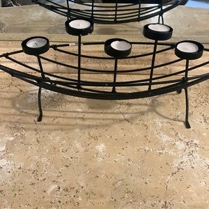 Black iron 5 candle holder